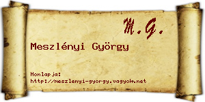 Meszlényi György névjegykártya